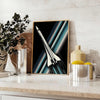 A sleek space rocket launching against a starry night sky in green and black - styled on a counter with eucalyptus and a bowl of lemons