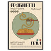 A poster featuring a plate of spaghetti with rich tomato sauce and herbs - in a black frame