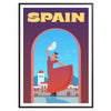 Abstract depiction of Spain with purple and blue hues - in a black frame