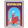 Abstract depiction of Spain with purple and blue hues - in a walnut frame