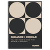 Abstract composition of squares and circles in black and brown tones - in a black frame