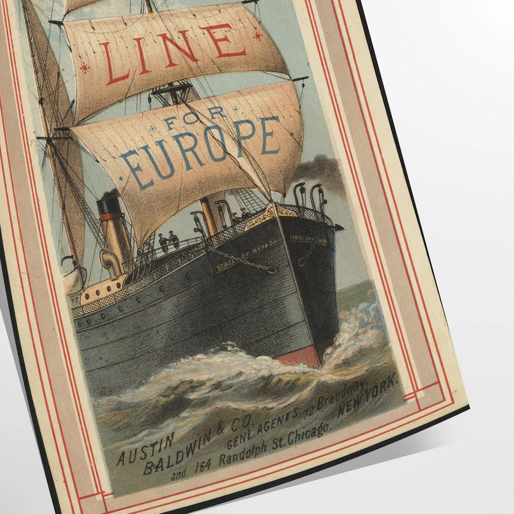 Illustration of a boat traveling along a green state line in Europe