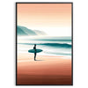 Dynamic waves in orange and green, capturing surf energy - in a black frame