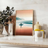 Dynamic waves in orange and green, capturing surf energy - styled on a counter with eucalyptus and a bowl of lemons