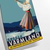 A scenic view of Värmland, Sweden with lush green landscapes and gray skies - as a rolled, unframed print