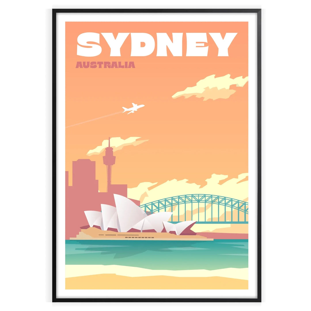 Illustration of Sydney's skyline in muted browns and grays