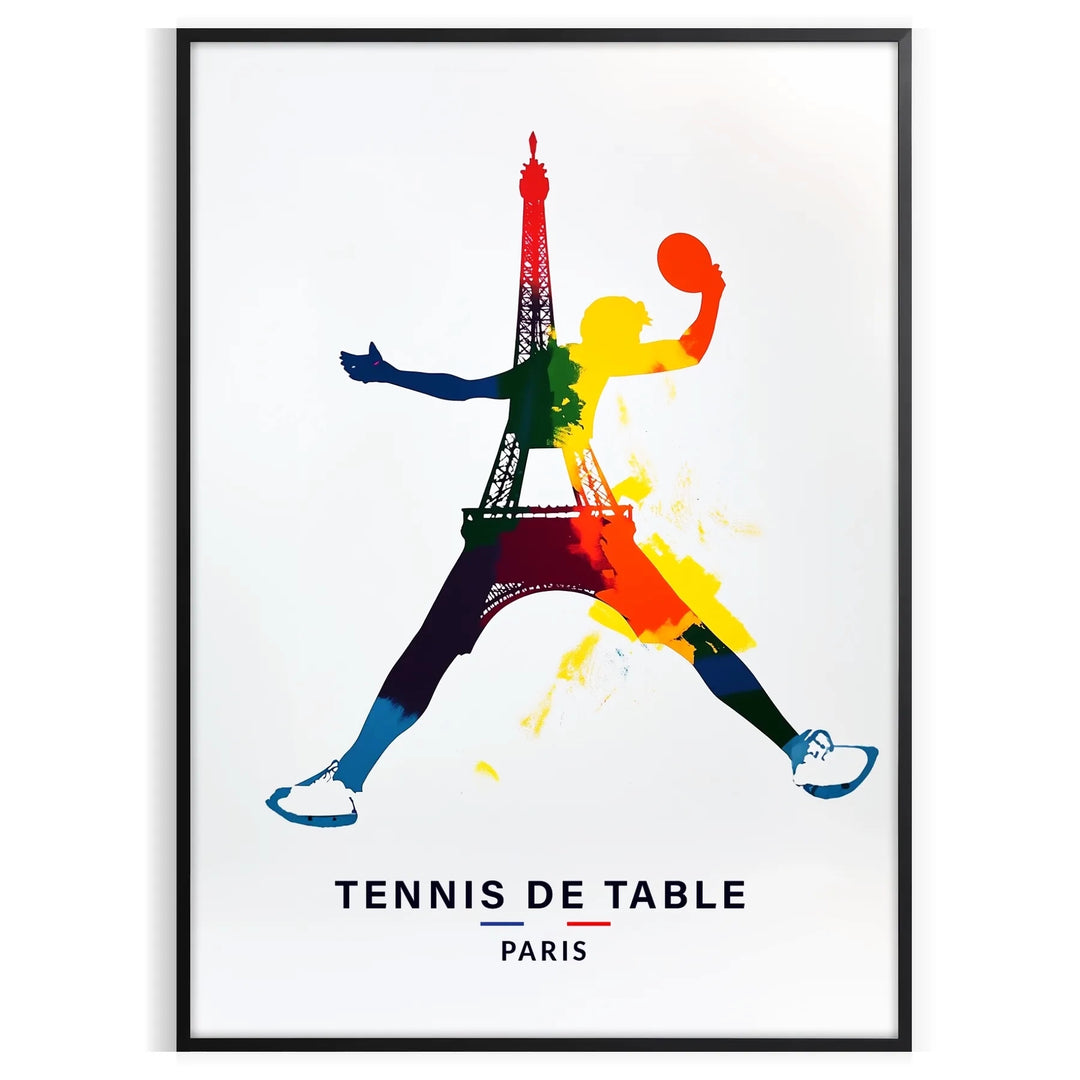 Retro design featuring table tennis elements with a Parisian backdrop