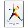 Retro design featuring table tennis elements with a Parisian backdrop - in a black frame