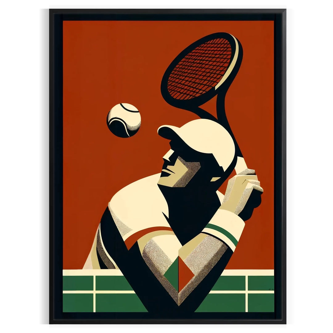 Dynamic tennis player in action, with bold strokes and a green background