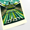 Art Deco style illustration of Wimbledon tennis matches with green and white colors - as a rolled, unframed print
