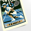 Retro illustration of tennis players at the US Open in New York - as a rolled, unframed print