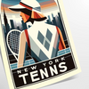 Art Deco illustration of a woman playing tennis in New York - as a rolled, unframed print