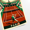 Art Deco style tennis scene in Paris with iconic landmarks - as a rolled, unframed print