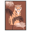 A stylized tiger in gray and green tones, showcasing its fierce expression. - in a black frame