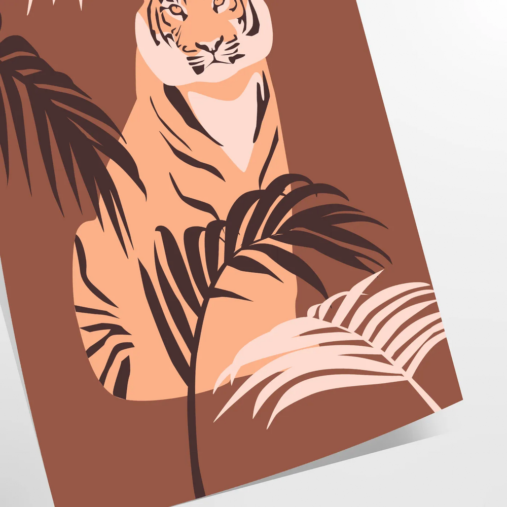 A stylized tiger in gray and green tones, showcasing its fierce expression.