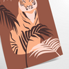A stylized tiger in gray and green tones, showcasing its fierce expression. - as a rolled, unframed print