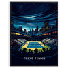 Poster in stile Art Deco con giocatori di tennis a Tokyo - in una cornice nera