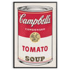 A colorful depiction of a tomato soup can with a vintage pub aesthetic - in a black frame