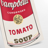 A colorful depiction of a tomato soup can with a vintage pub aesthetic - as a rolled, unframed print