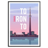 Torontas panorāmas ilustrācija purpura un zilās krāsās - melnā rāmī
