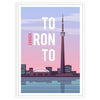 Torontas panorāmas ilustrācija purpura un zilās krāsās - baltā rāmī