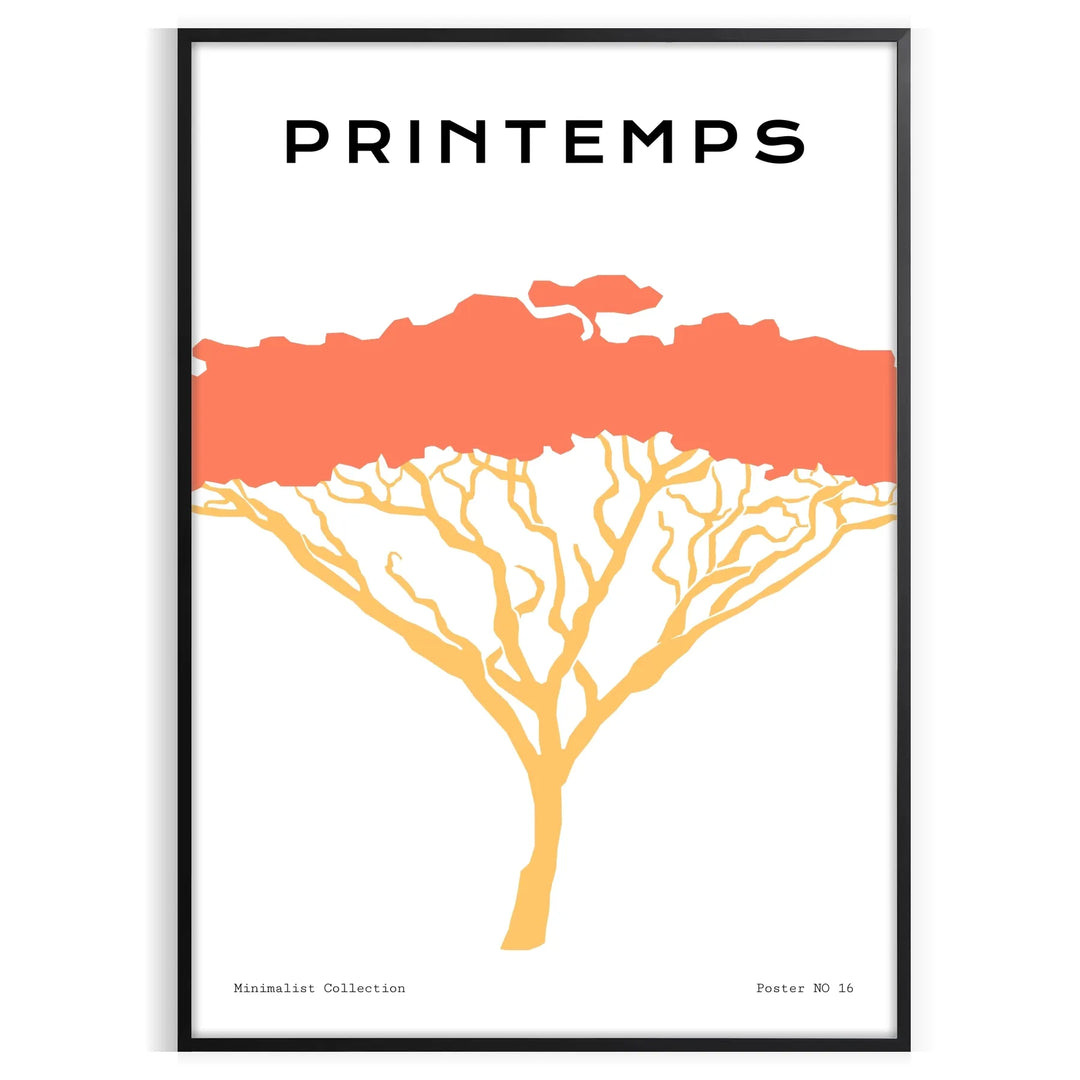 A stylized tree with various animal silhouettes in black and orange hues