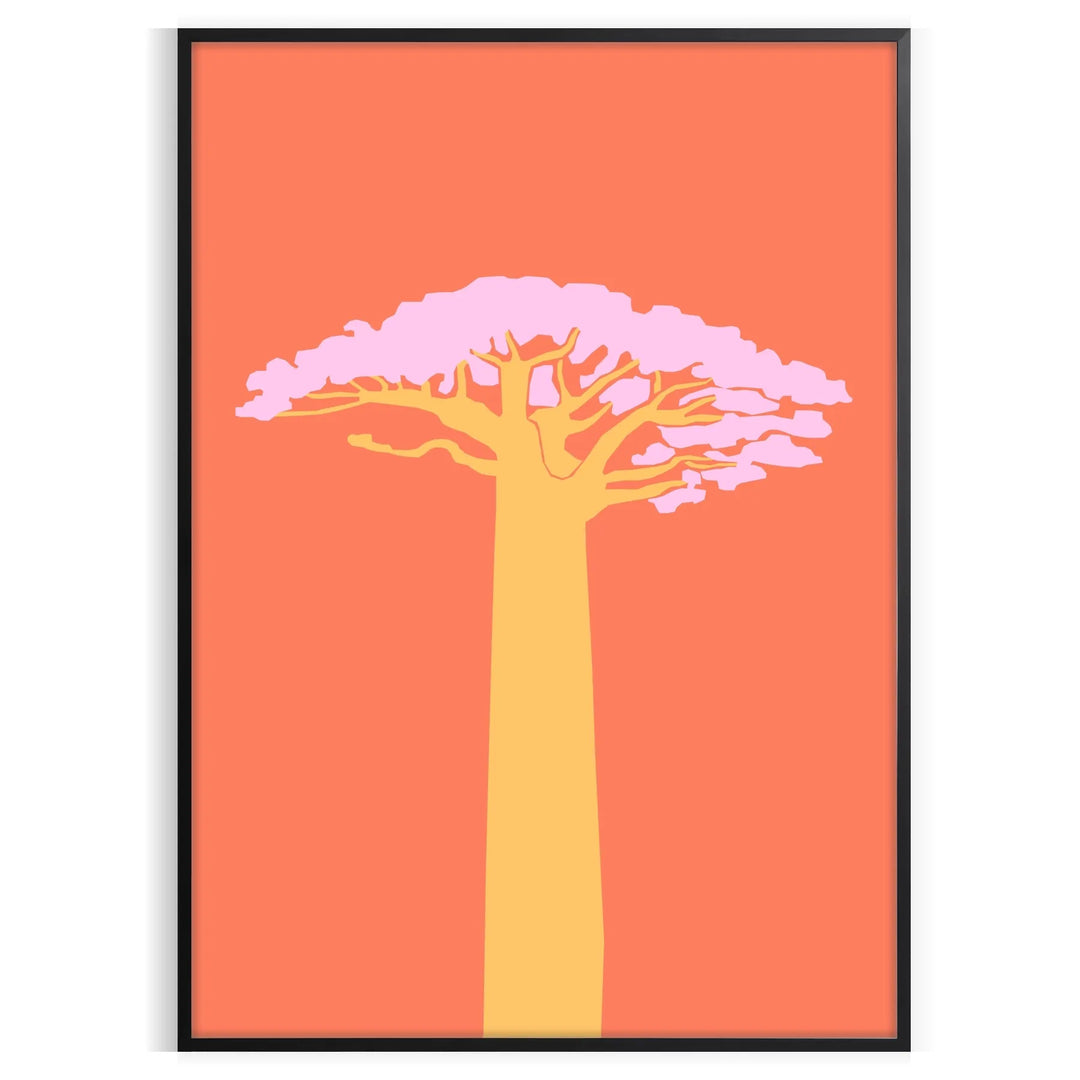 A stylized tree with animal silhouettes in earthy browns and warm oranges