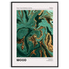 Abstract depiction of space with green and white tones - in a black frame