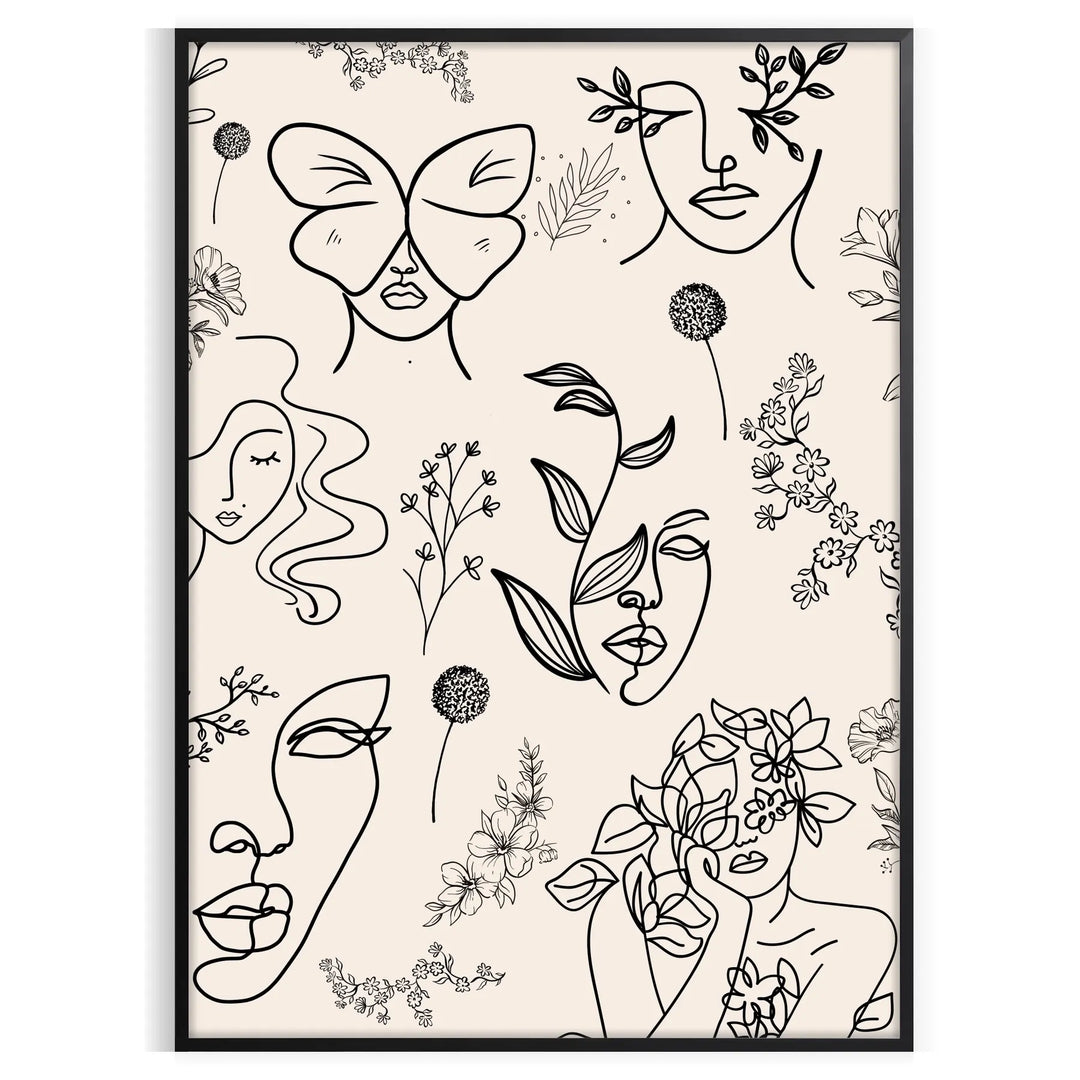 A modern poster featuring a sleek design in gray and black tones - in a black frame