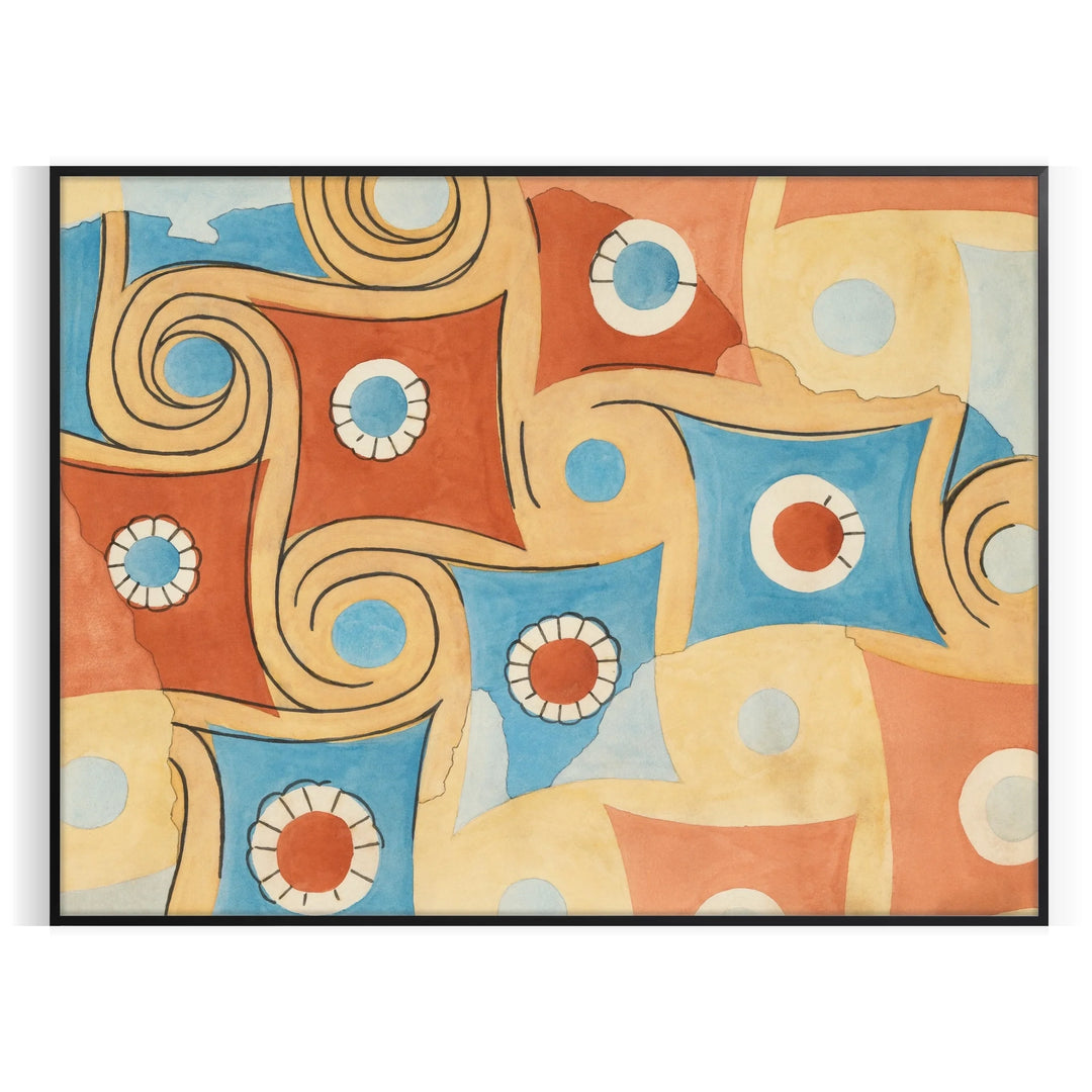 Abstract space design with gray and orange tones - in a black frame