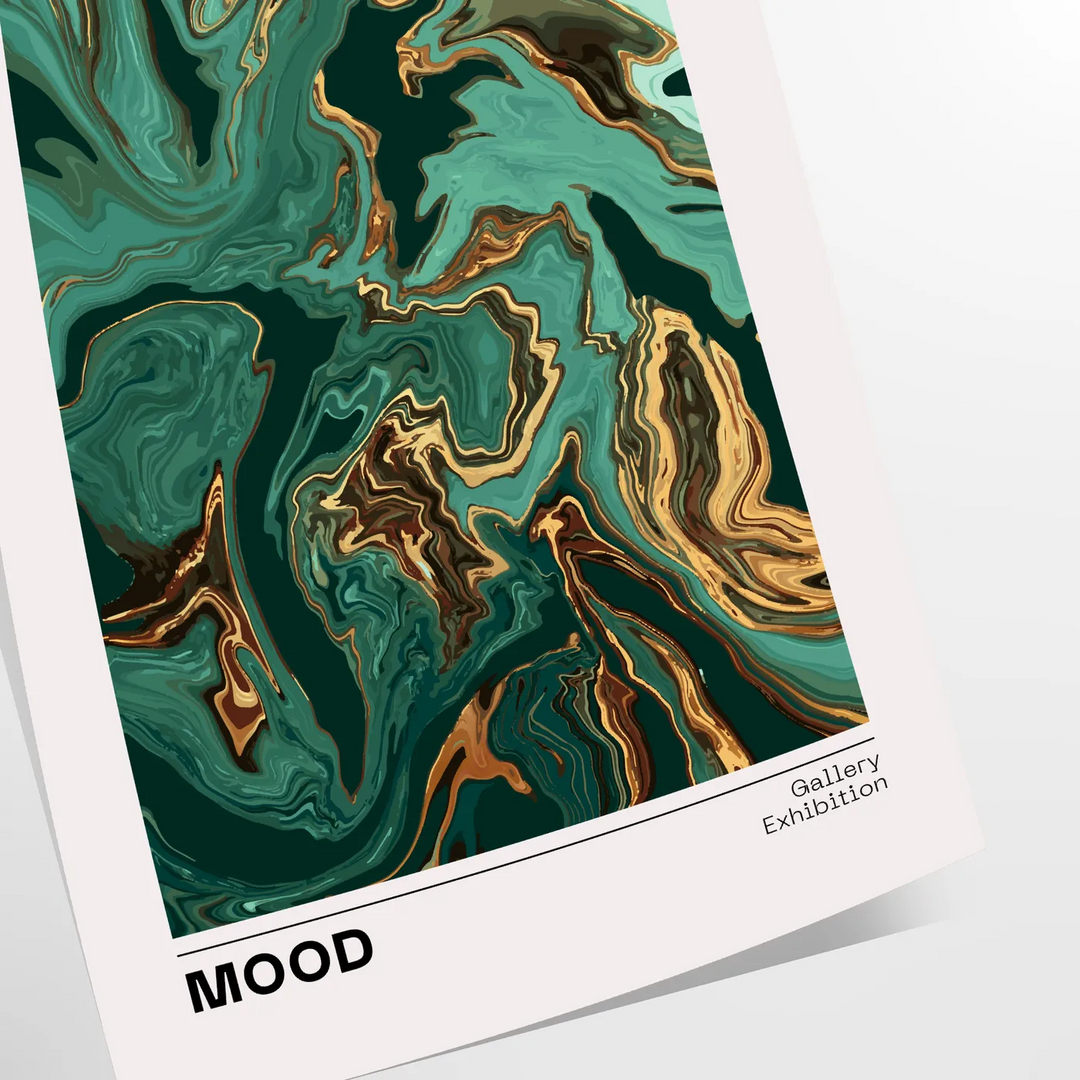 Abstract depiction of space with green and white tones - as a rolled, unframed print