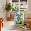Abstract design featuring bold black and green colors with groovy text. - in a Parisian living room with a sofa and a fig plant
