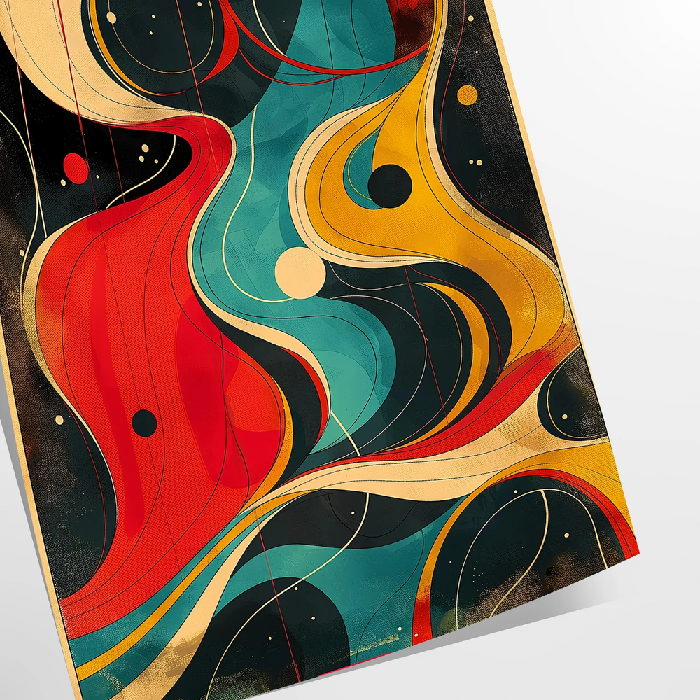 Abstract twist art with dynamic black and orange hues
