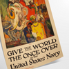 United States Navy travel poster featuring a ship in blue and red tones - as a rolled, unframed print