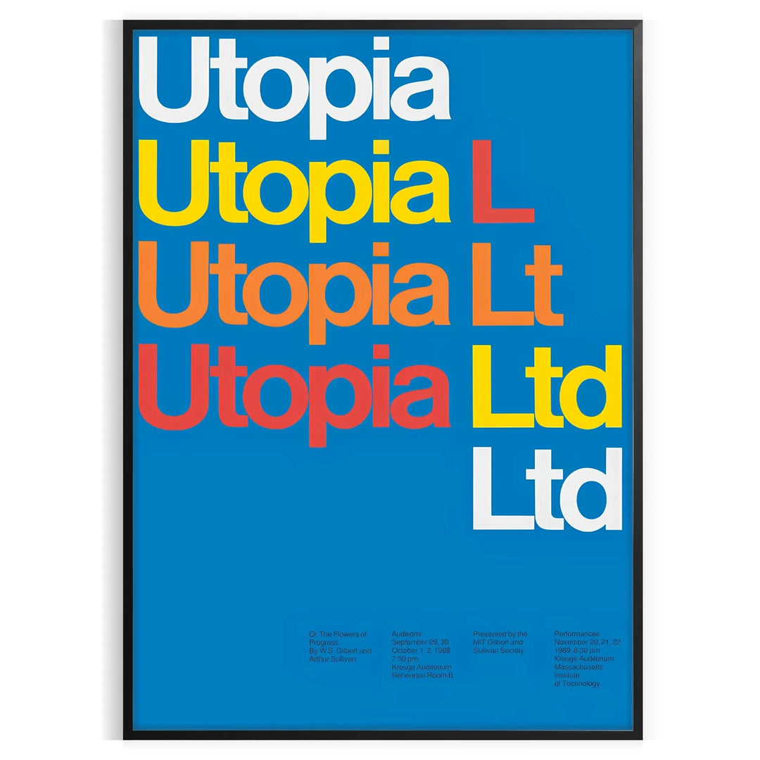 Abstract depiction of a utopian landscape with yellow and blue tones