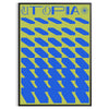 Abstract depiction of a serene utopia with green and blue tones - in a black frame