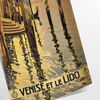 Stylized illustration of Venice canals with gondolas, in gray and black tones - as a rolled, unframed print