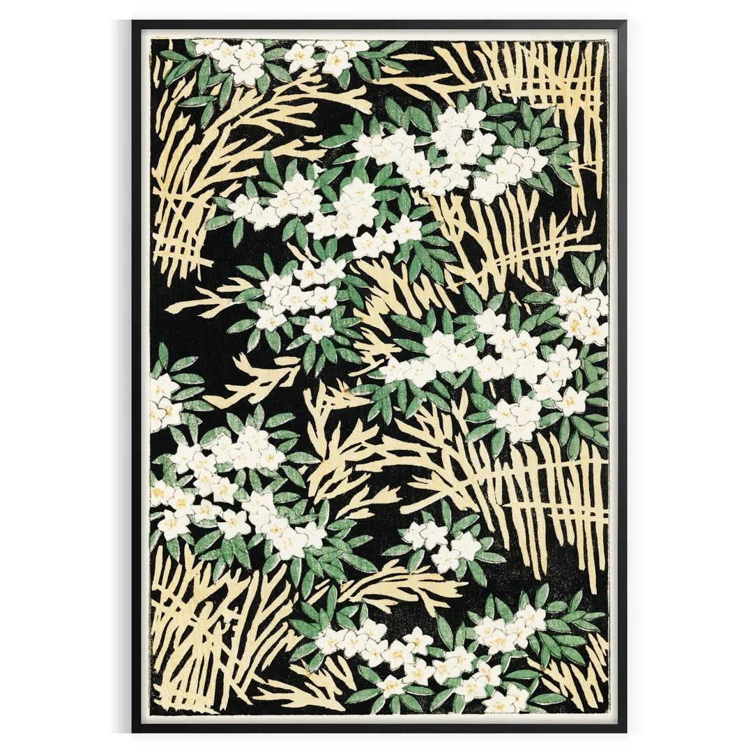Vintage Japanese artwork featuring traditional motifs in earthy tones
