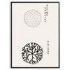 black and white vintage Japanese art featuring traditional motifs - in a black frame