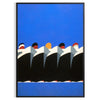 Vintage retro poster featuring bold black and orange tones - in a black frame