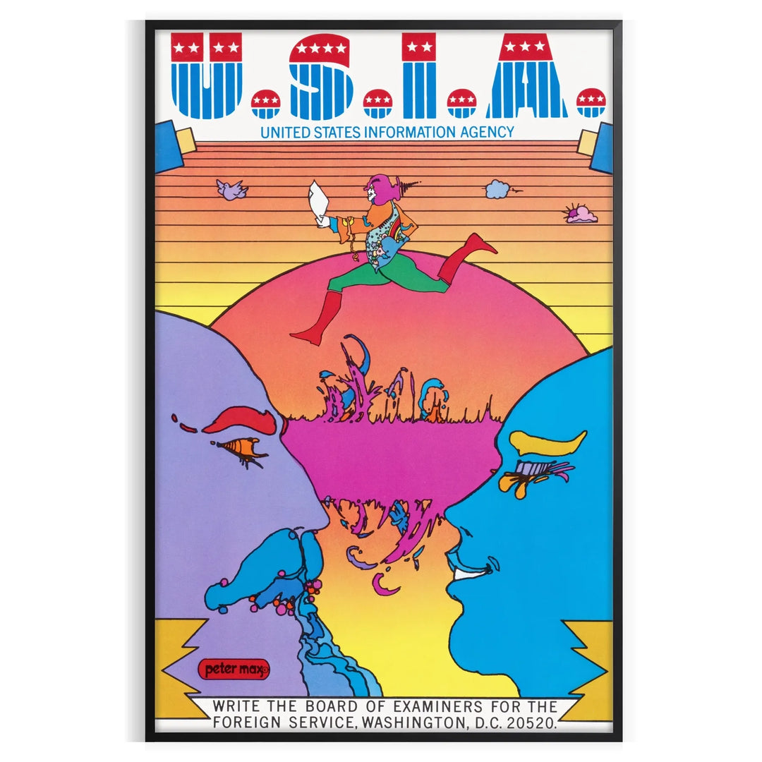 Vintage retro poster featuring blue and purple hues with nostalgic design elements