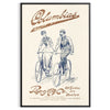 Vintage travel poster of Columbia, Boston featuring classic gray and blue hues - in a black frame