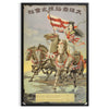 A vintage Japanese warrior in traditional armor, featuring bold black and green hues - in a black frame