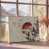 Affiche style japonais vintage teintes brunes vertes une ambiance authentique cadeau original disponible A4 cm A0 - à côté d'une table d'appoint ronde en bois avec des livres