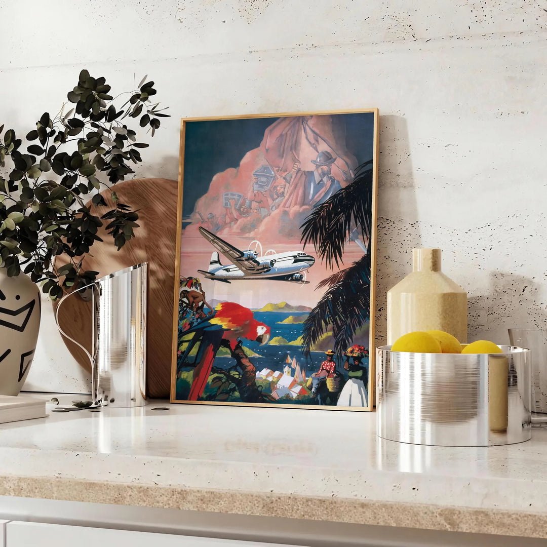 A vintage-style illustration of a fly in muted gray and green tones - styled on a counter with eucalyptus and a bowl of lemons