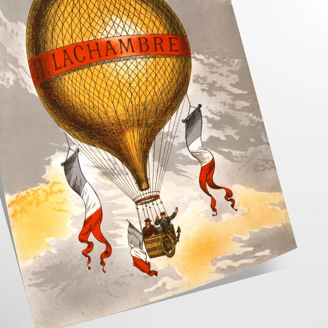 Vintage travel poster featuring Lachambre with earthy tones of brown and green - as a rolled, unframed print
