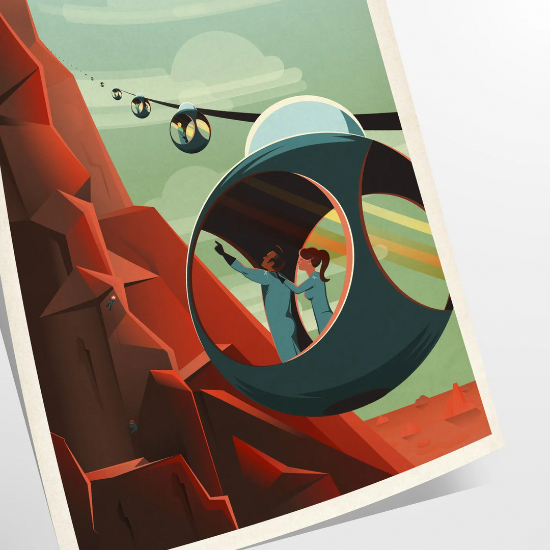 Abstract mountain landscape with black and orange hues - as a rolled, unframed print