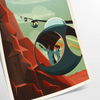 Abstract mountain landscape with black and orange hues - as a rolled, unframed print