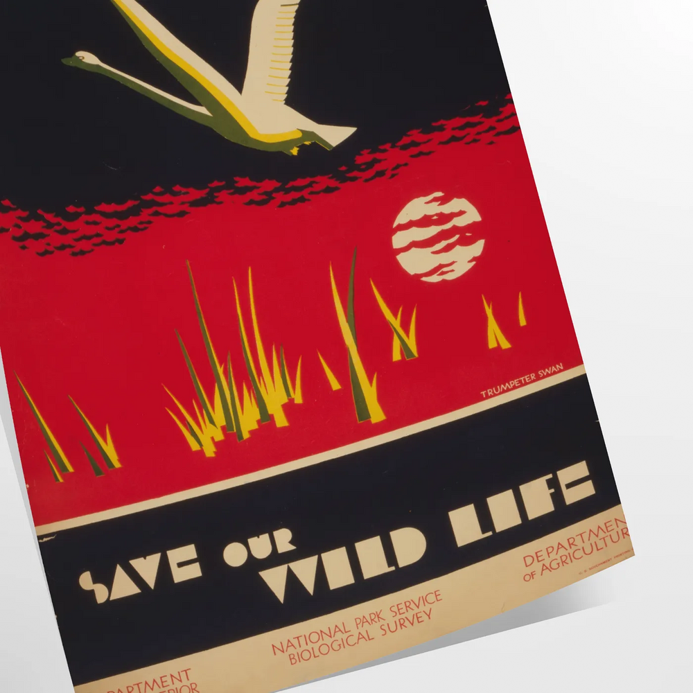 Vintage travel poster featuring bold black and orange colors