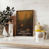Vintage travel poster featuring a scenic landscape in rich browns and greens - styled on a counter with eucalyptus and a bowl of lemons
